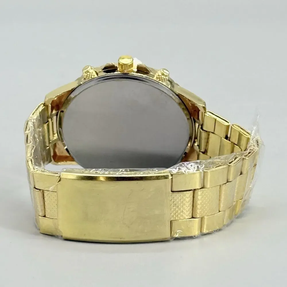 DEYROS Men's Gold Tone Watch Jesus Christ Religious Christian Quartz Wristwatch